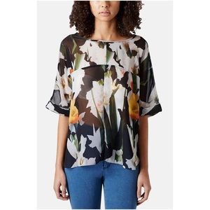 Topshop Sheer Floral Split Back Top